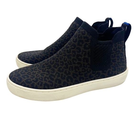 Rothys Womens Espresso Animal Print Spot Chelsea Boots Slip On Size 6 Casual - Picture 1 of 9